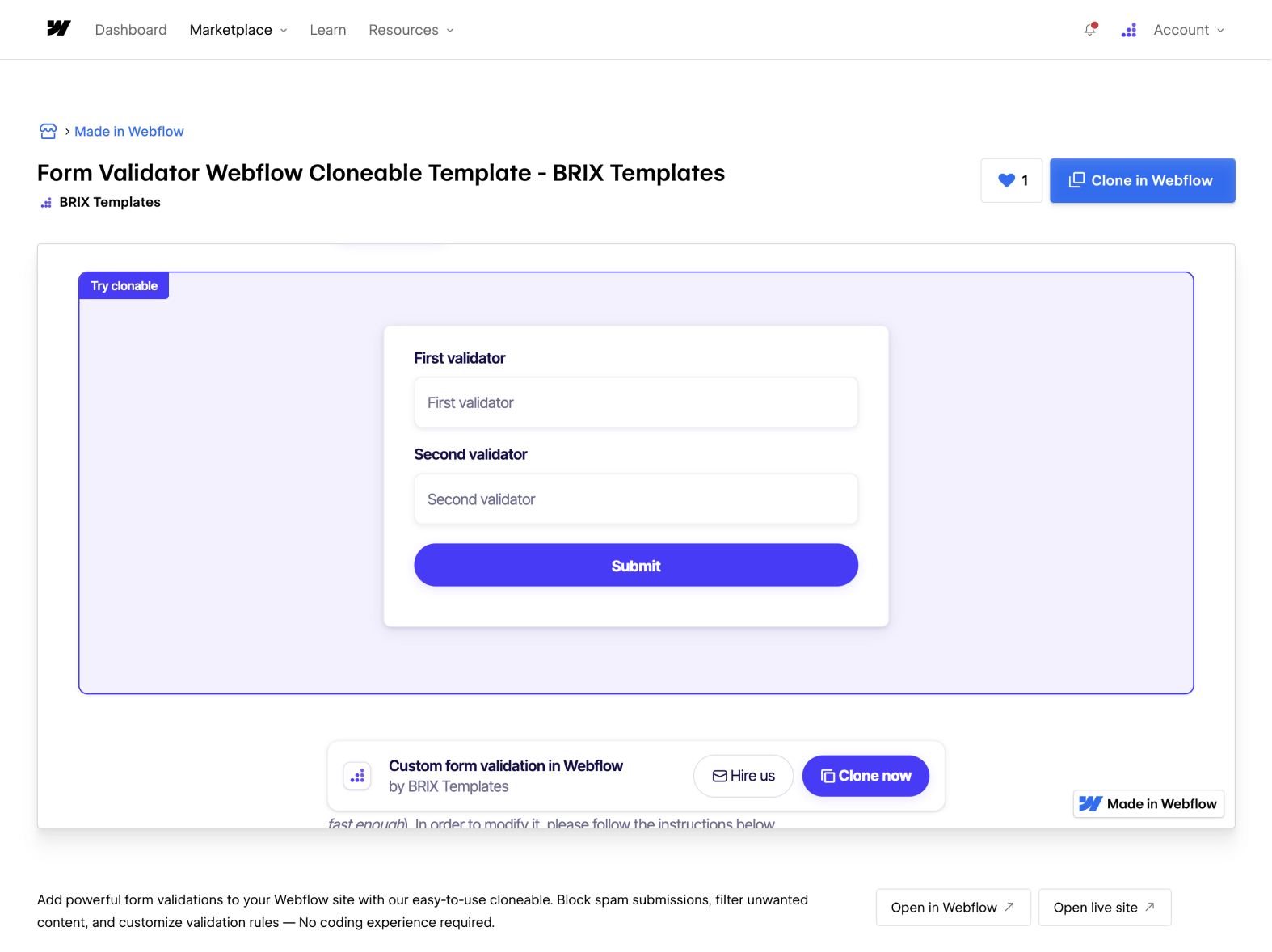 Form Validator Webflow Template Cloneable