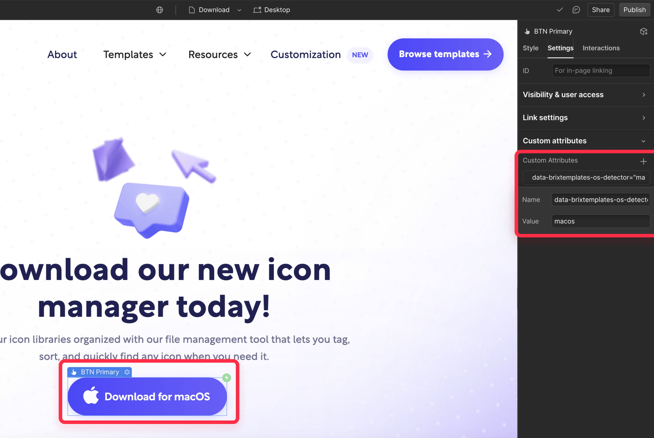 Add attribute on Webflow to show elements on different OS