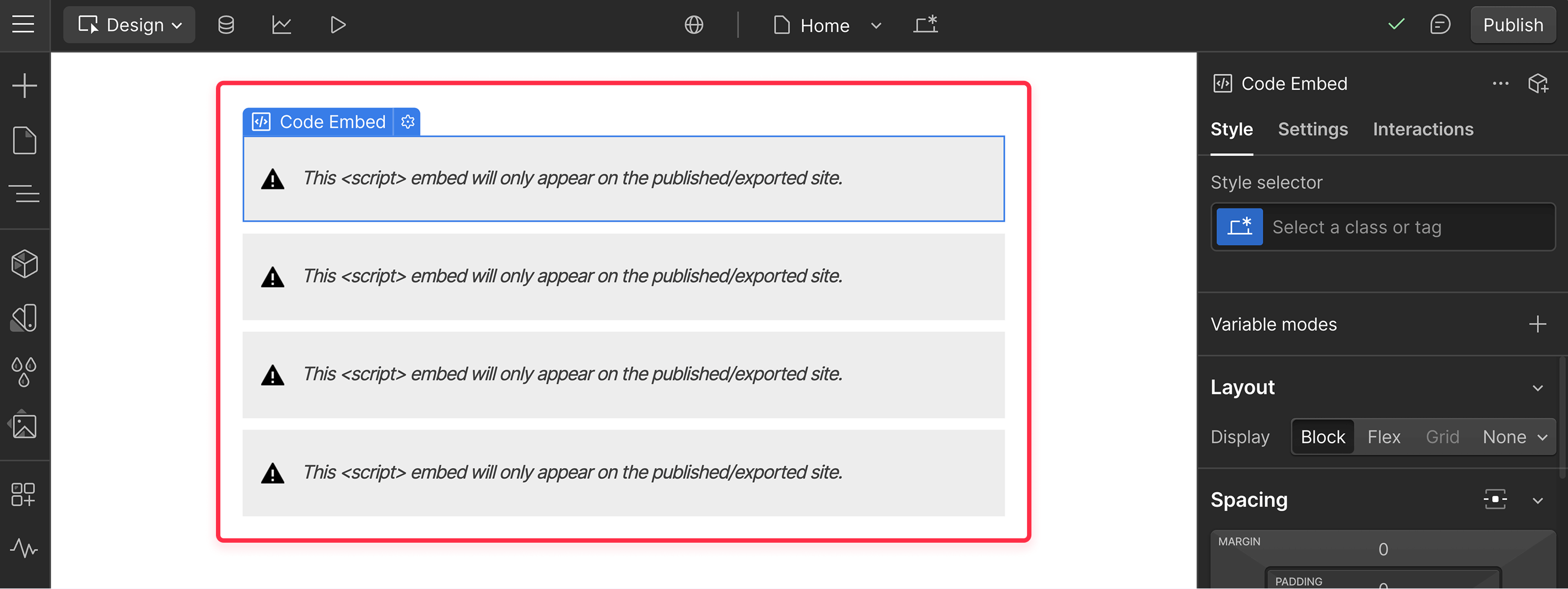 Multiple HTML embeds Webflow custom code workaround