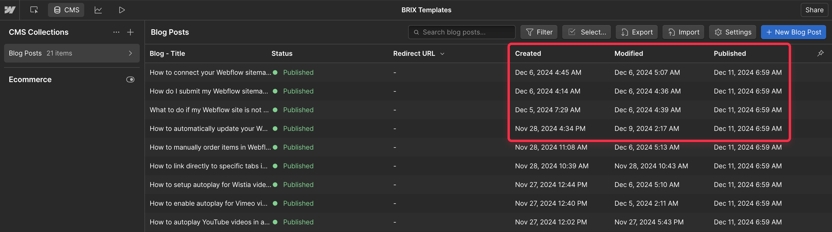 Understanding Webflow default date fields