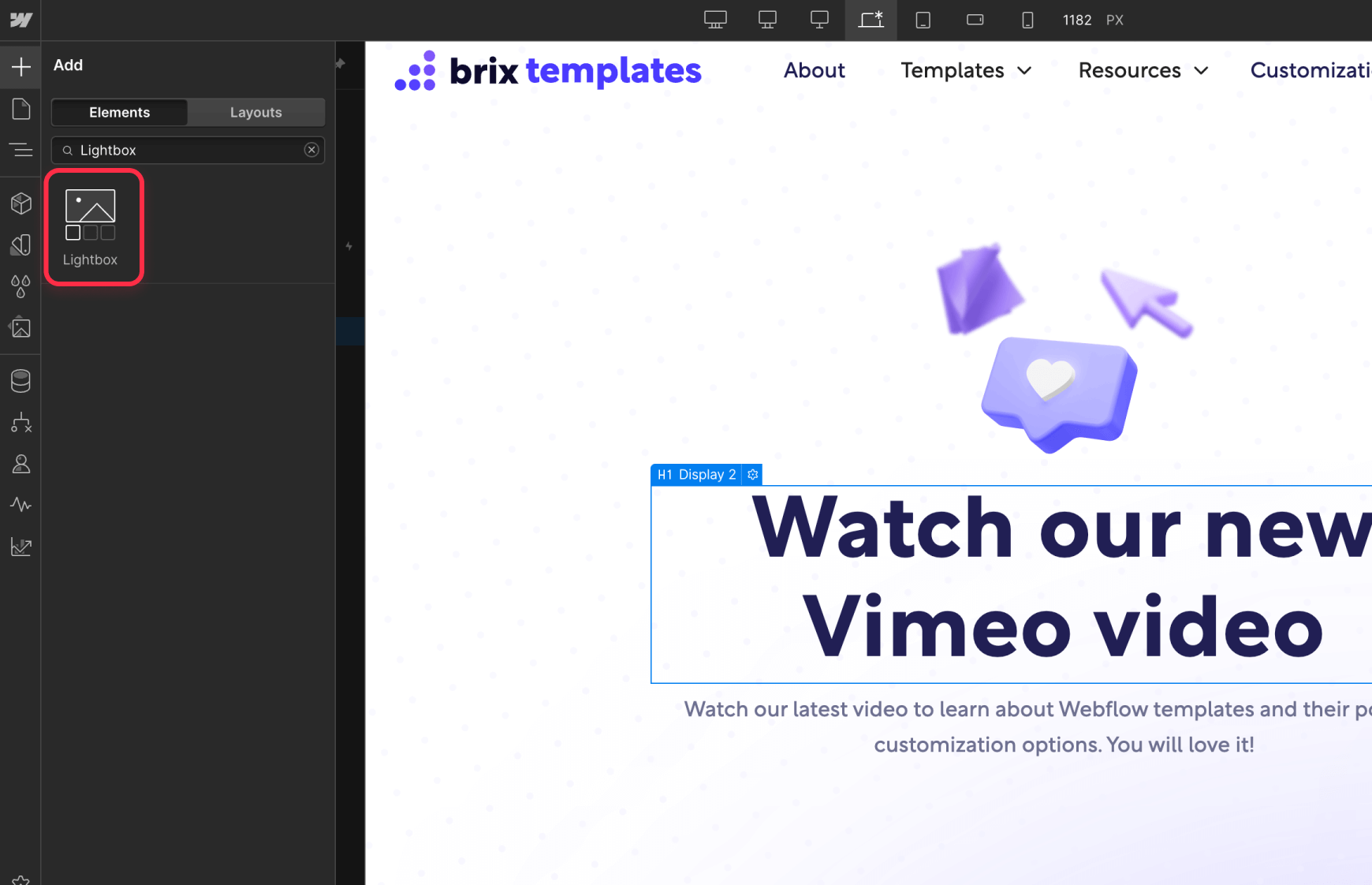 Add Lightbox for Vimeo Video Popup in Webflow