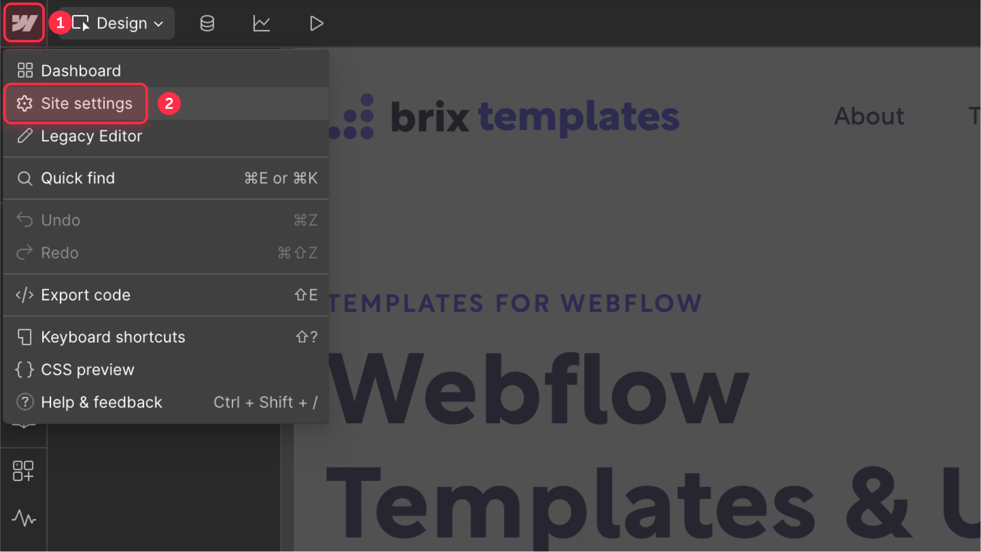 How to access Webflow site settings for anchor link fix