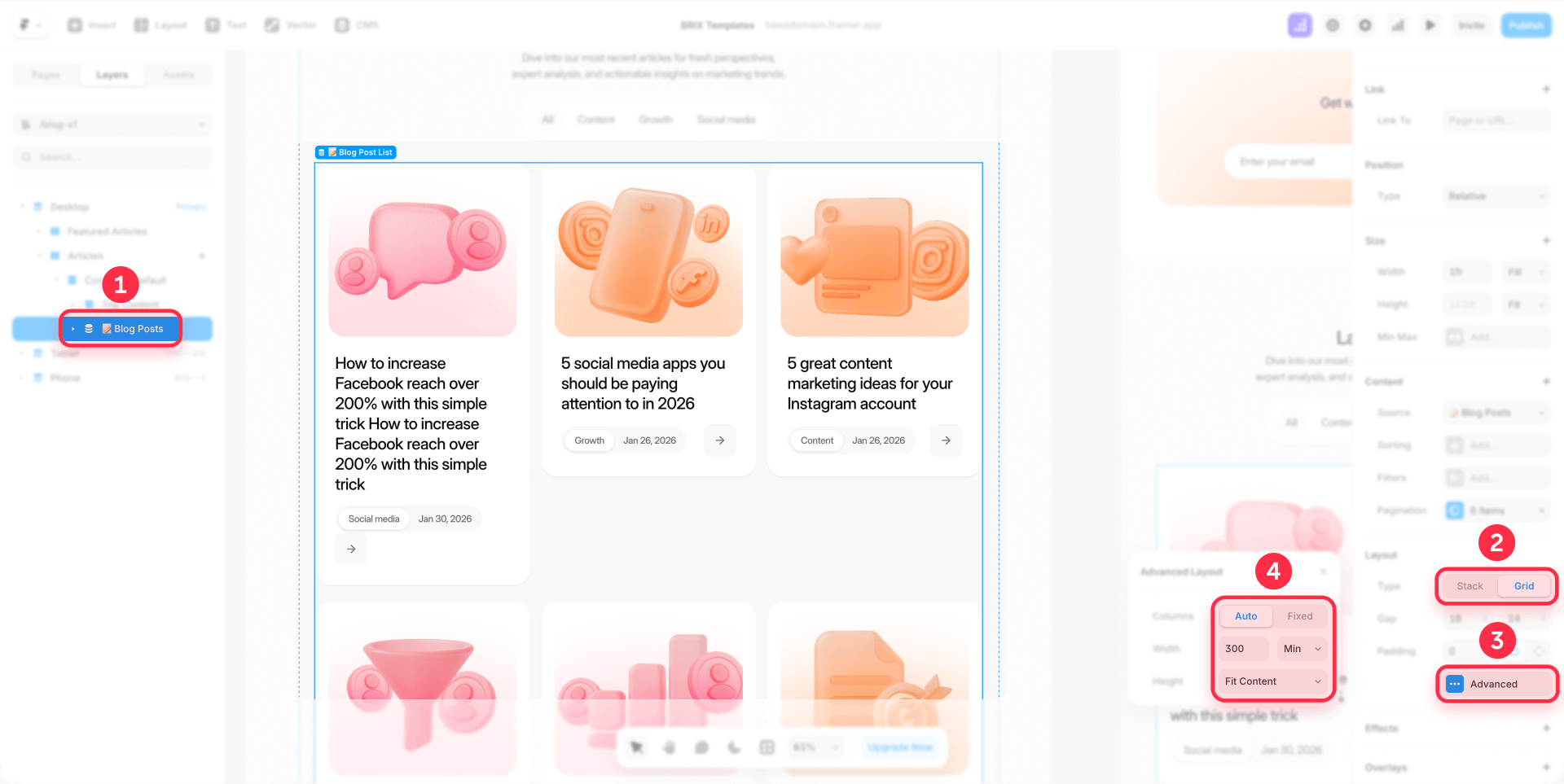How To Adjust The Grid Layout Settings In Framer