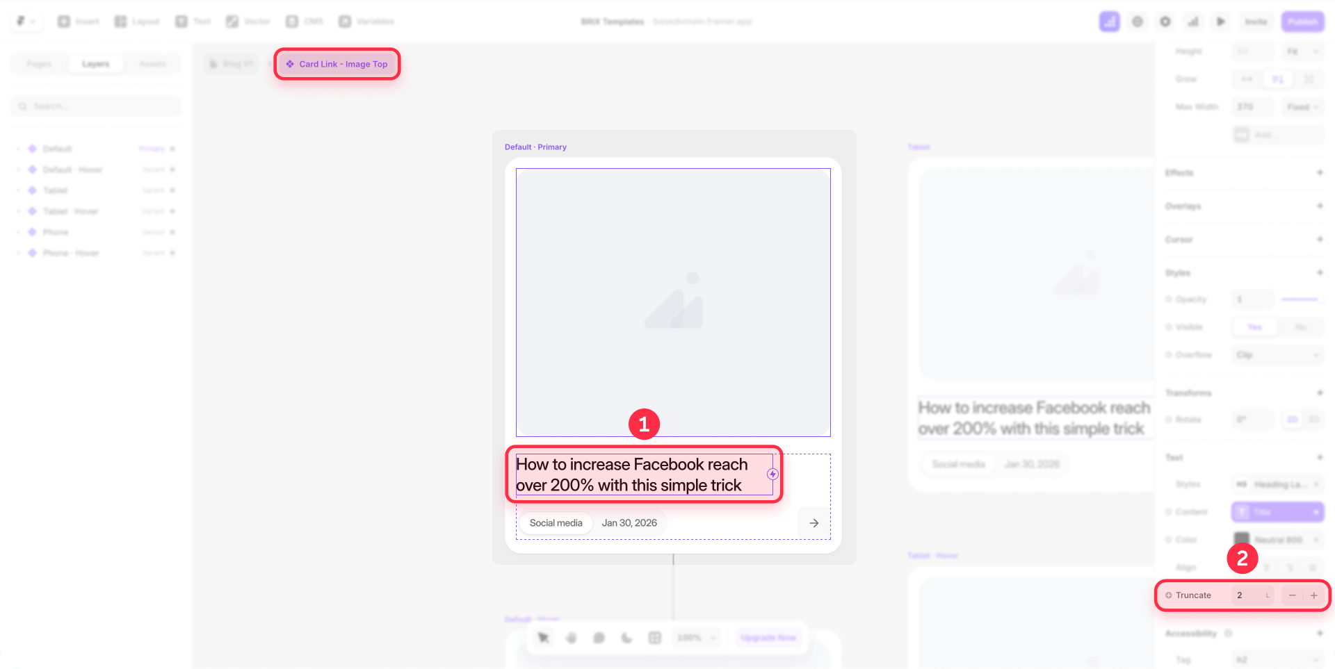 How To Limit The Title To Two Lines With Truncation In Framer
