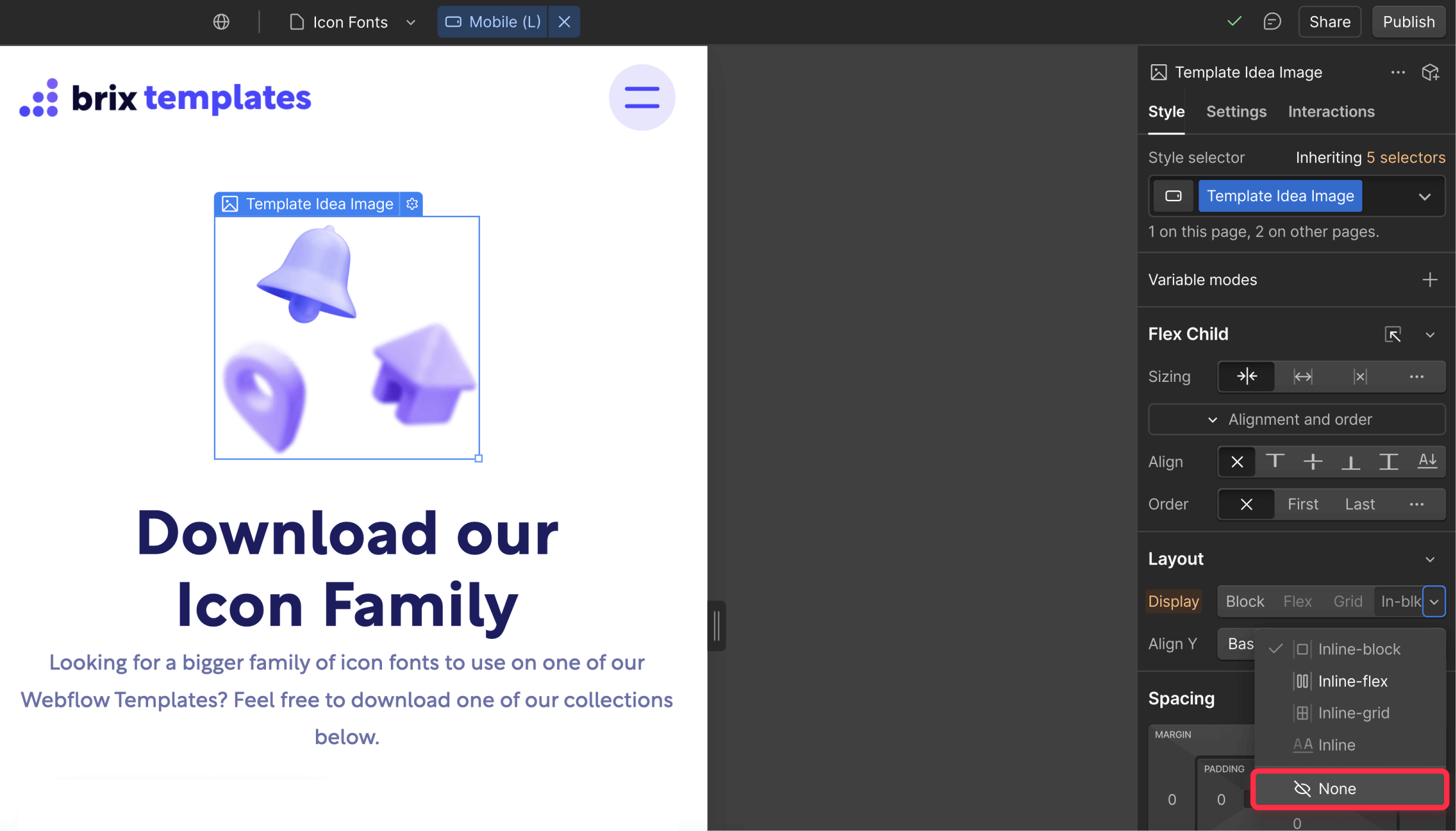 Edit or hide elements in mobile view on your Webflow site