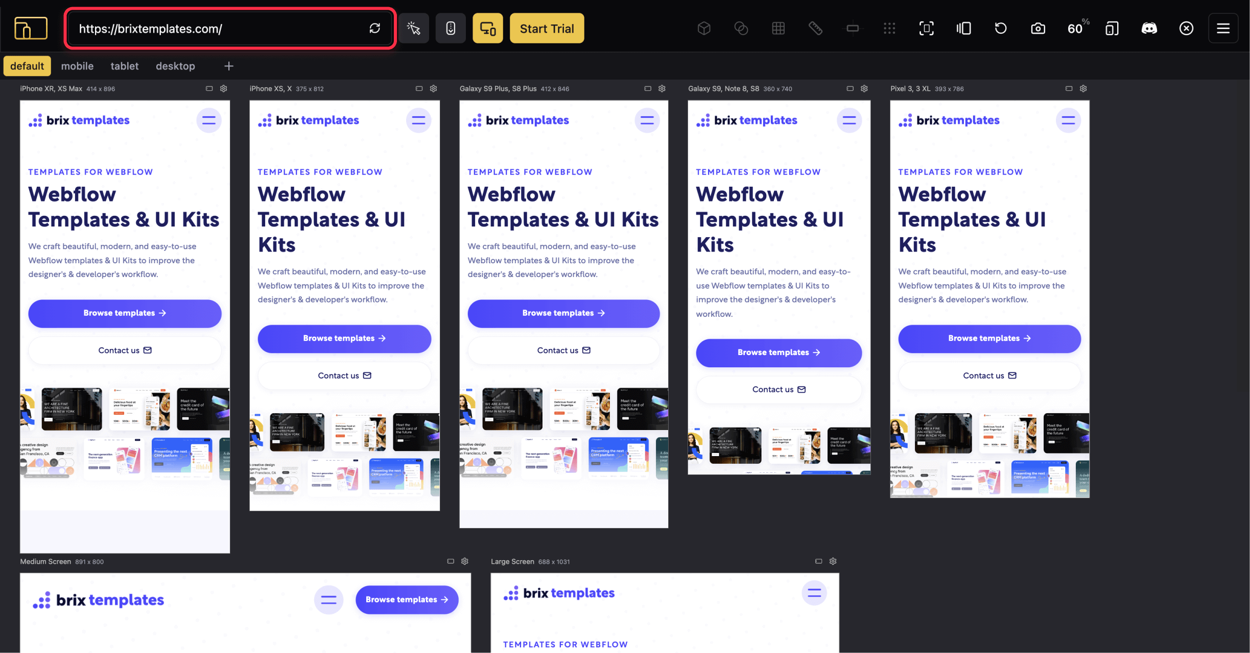 Test mobile view of Webflow using Responsive Viewer Chrome Extension
