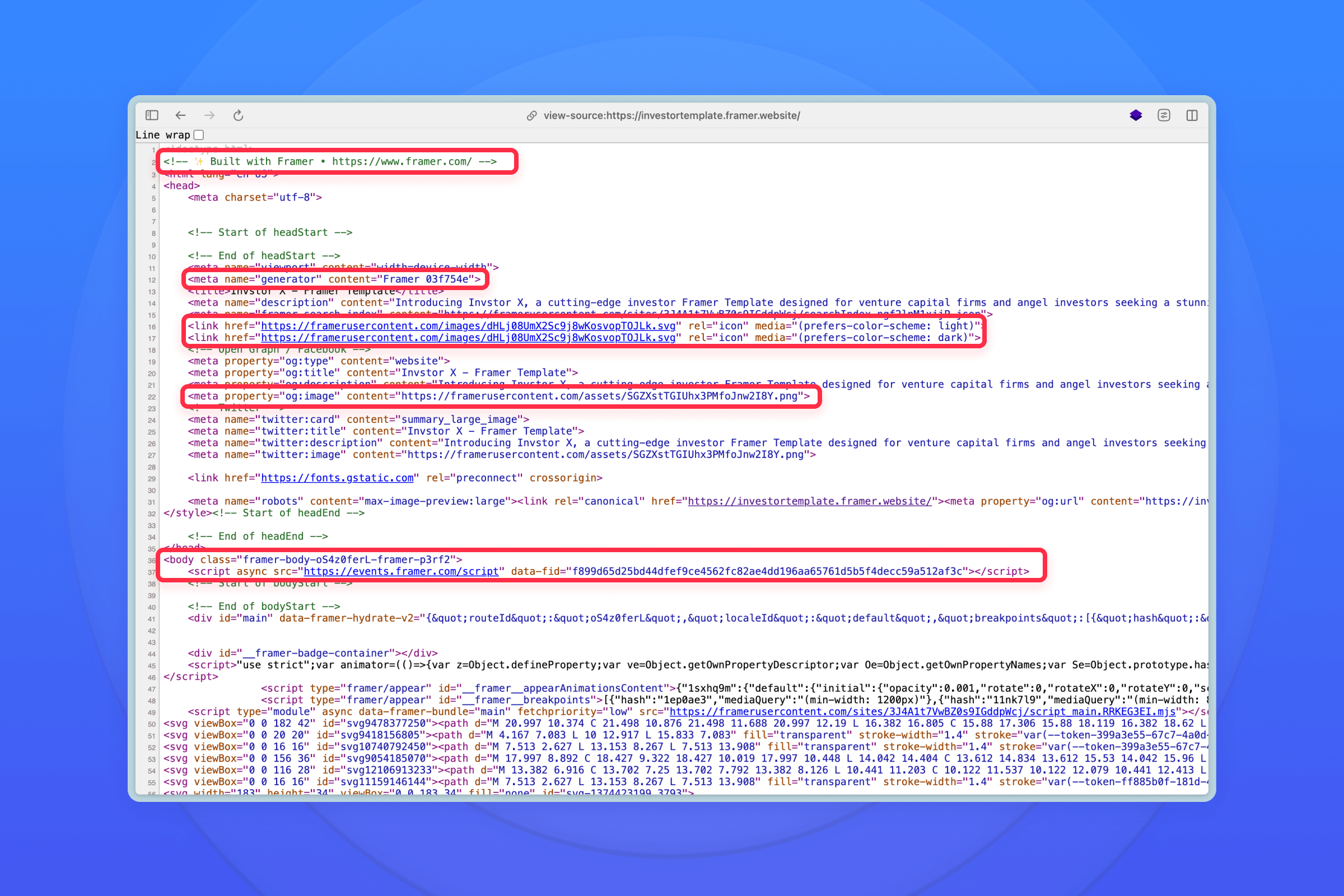 How to detect Framer sites by examining the source code