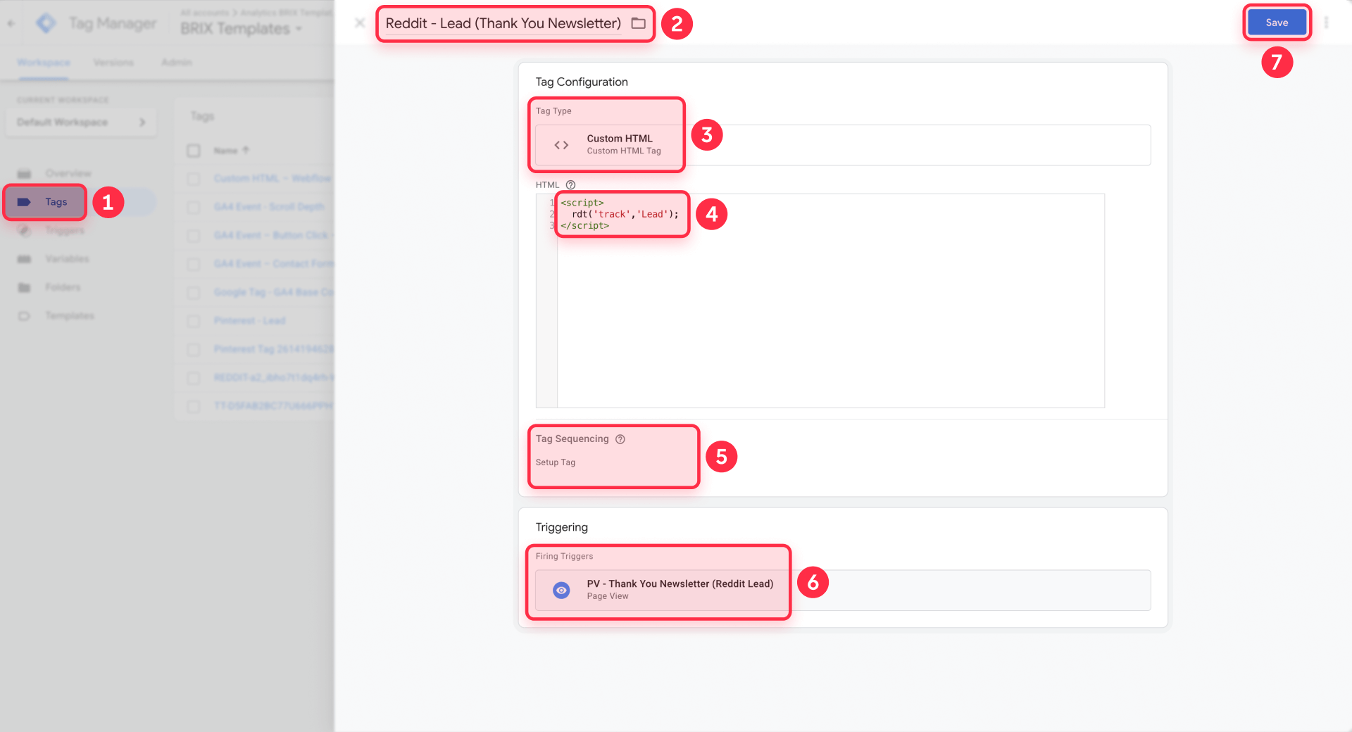 How To Configure A Custom HTML Tag With Reddit Lead Event In GTM For Framer