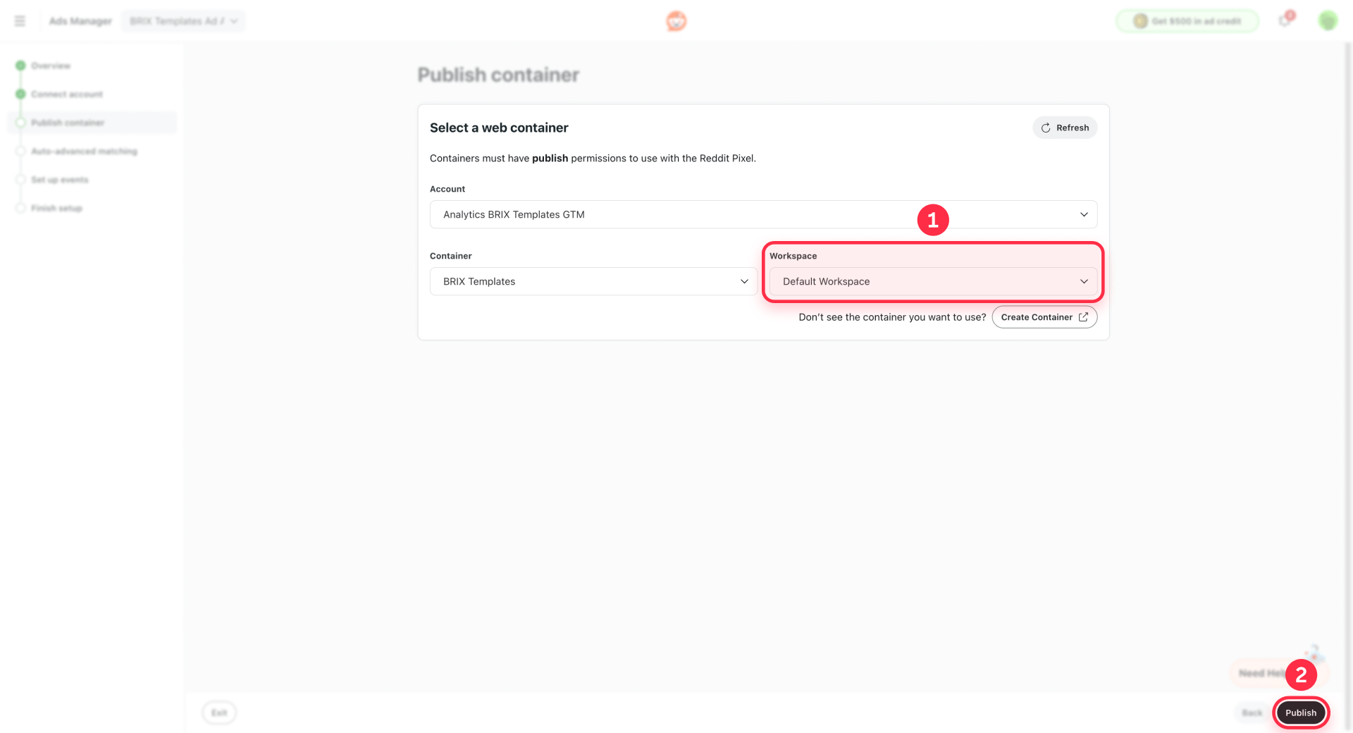 How To Publish The GTM Container In Reddit To Activate In Framer