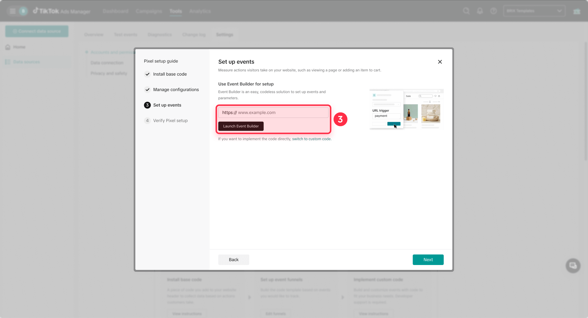 How To Launch The Event Builder From TikTok Events Manager For Framer