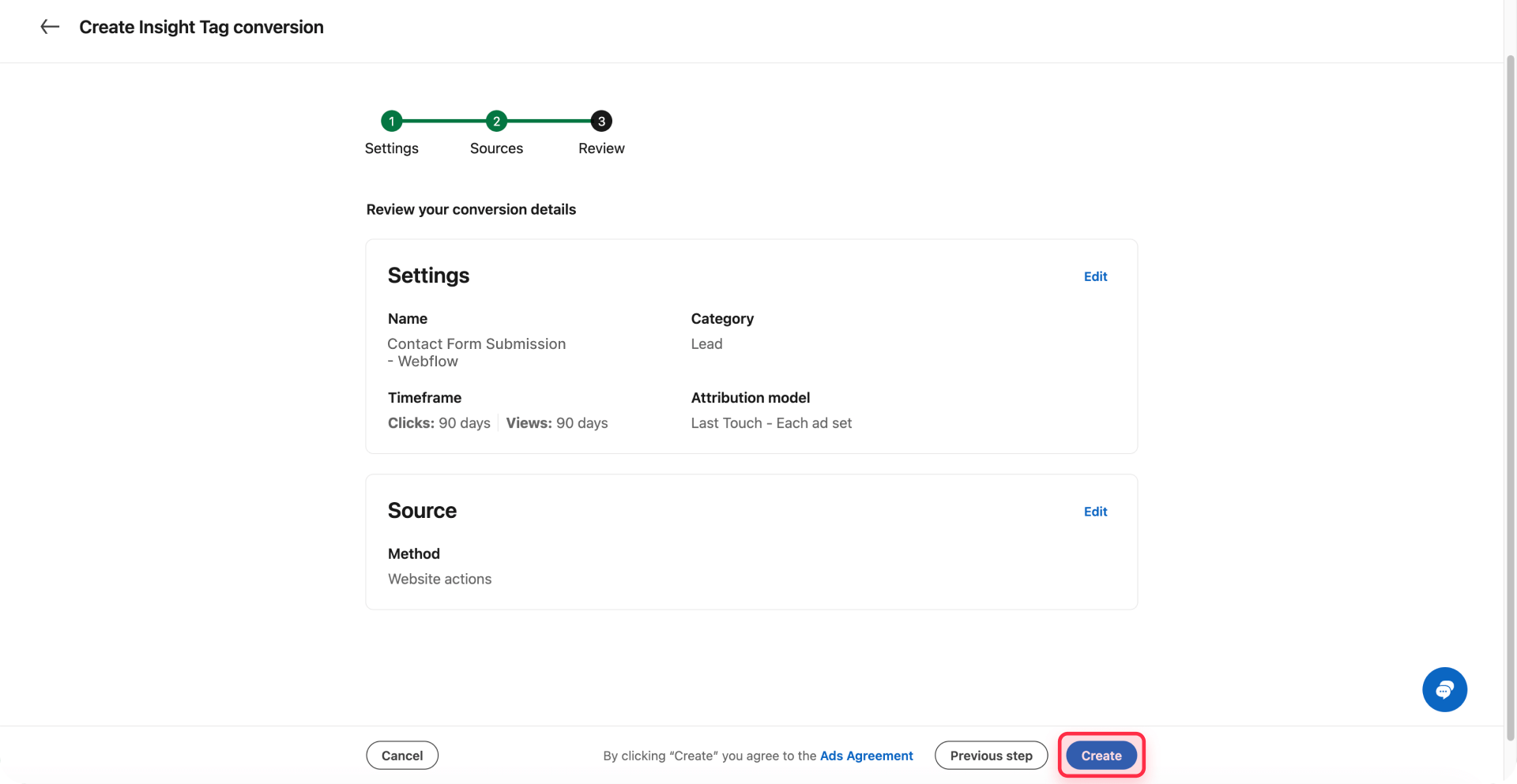 How To Review Conversion Details Create LinkedIn Webflow