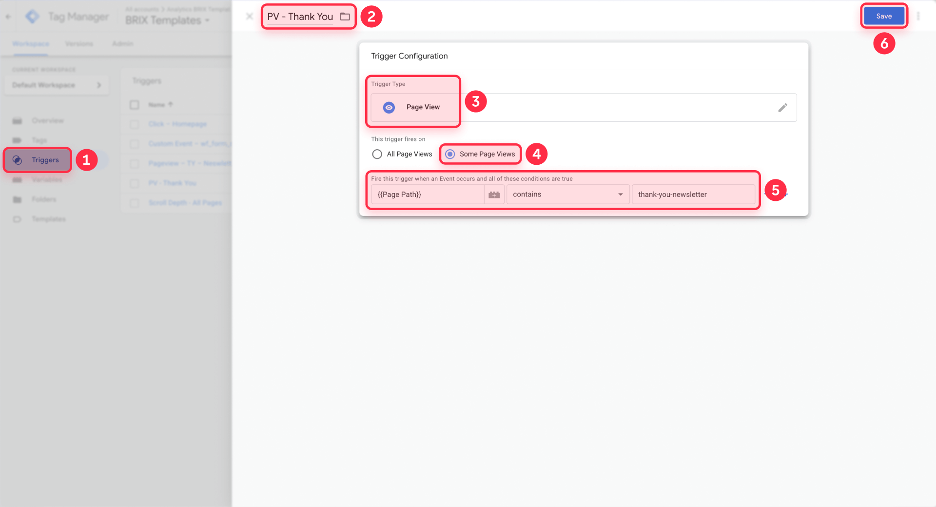 How To Configure A Page View Trigger In GTM For Thank You Page In Webflow