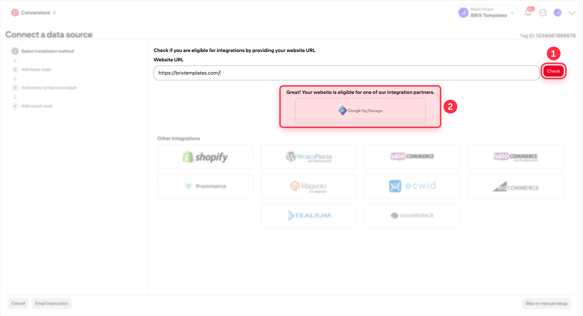 How To Verify URL And Select Google Tag Manager In Pinterest For Webflow