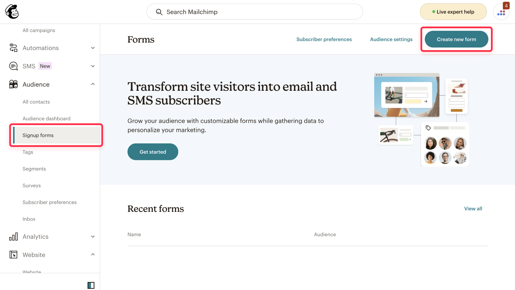 How to create a Mailchimp signup form to get action URL for Webflow