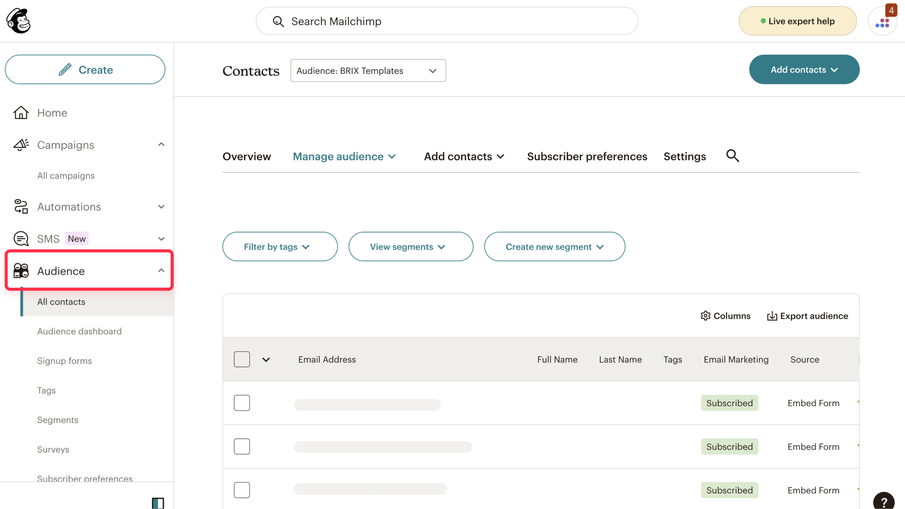 How to create Mailchimp audience for Webflow form