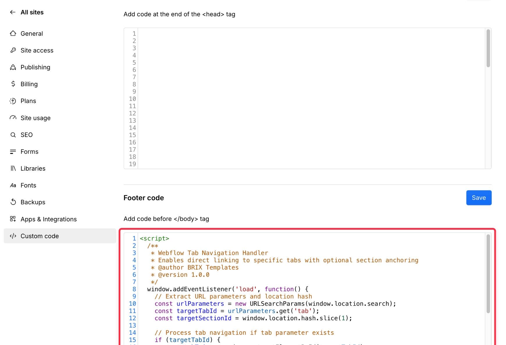 Custom Code for Specific Webflow Tab Linking