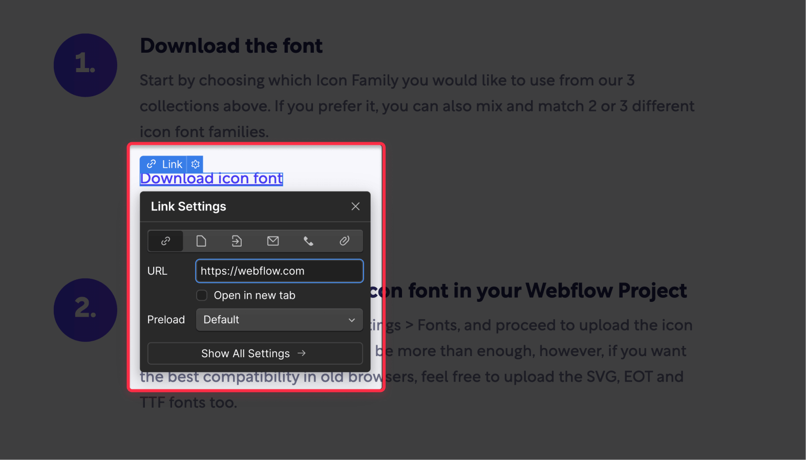 Webflow open in new tab link functionality