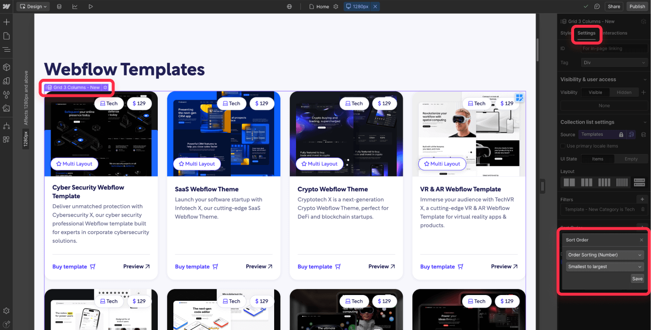 Manually Sort Webflow CMS Collection