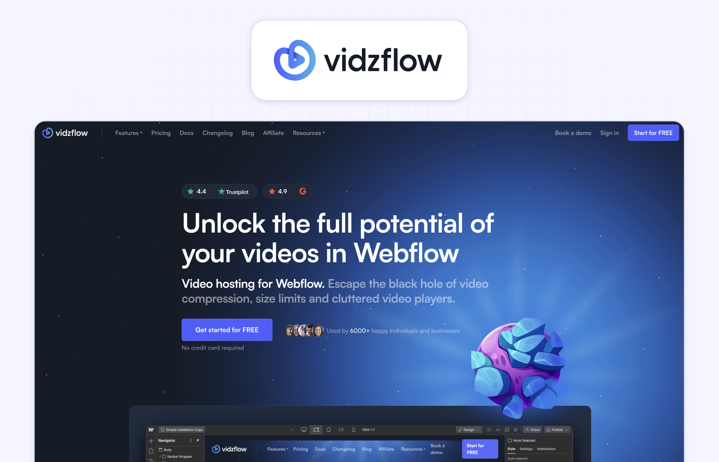 Vidzflow video hosting Webflow bandwidth optimization