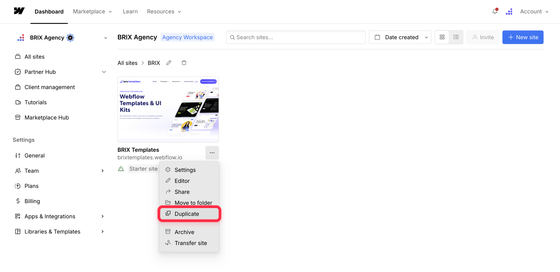 Duplicate Webflow project to restore single page Webflow backup