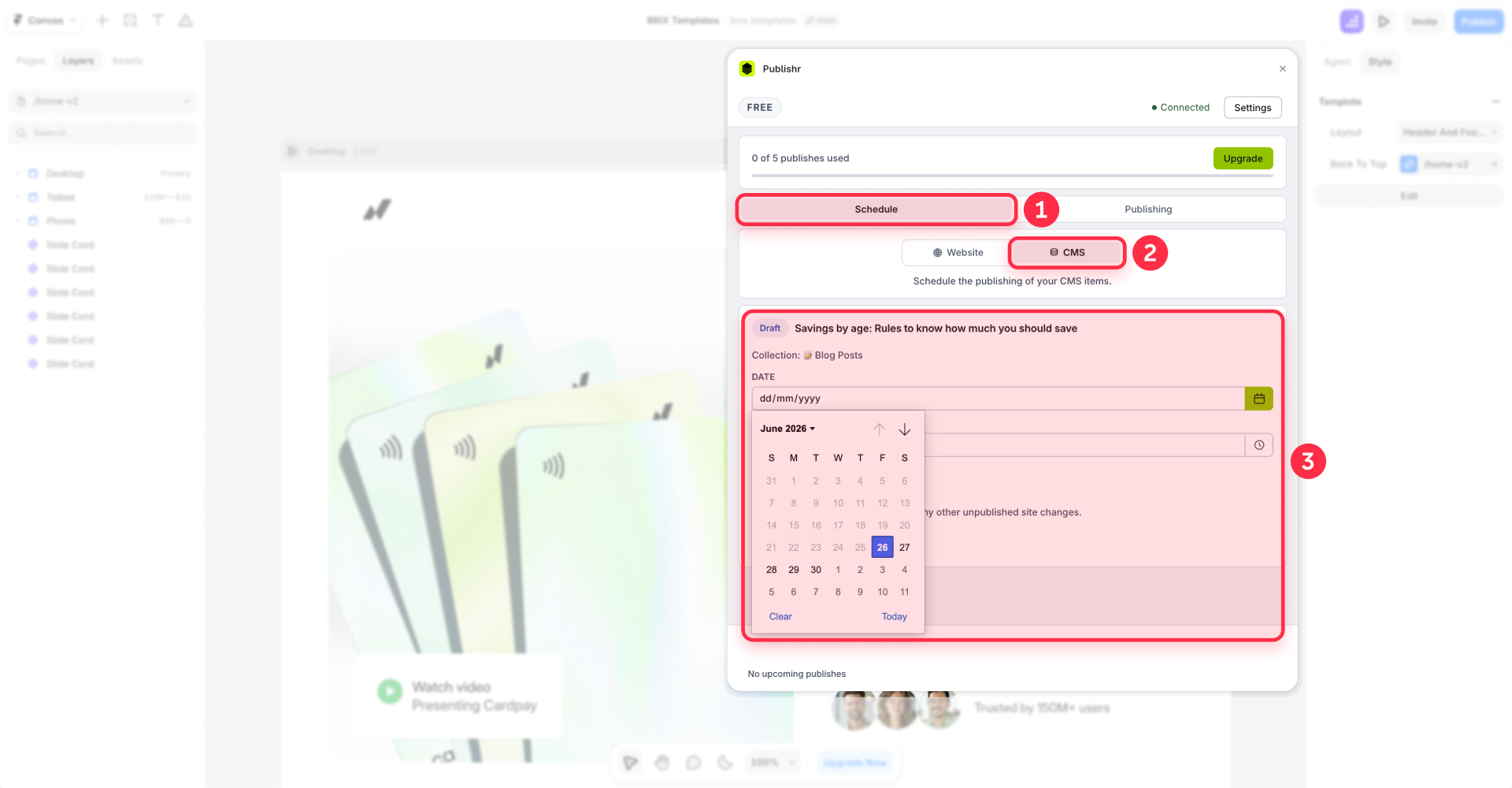 How to schedule a Framer CMS item with Publishr