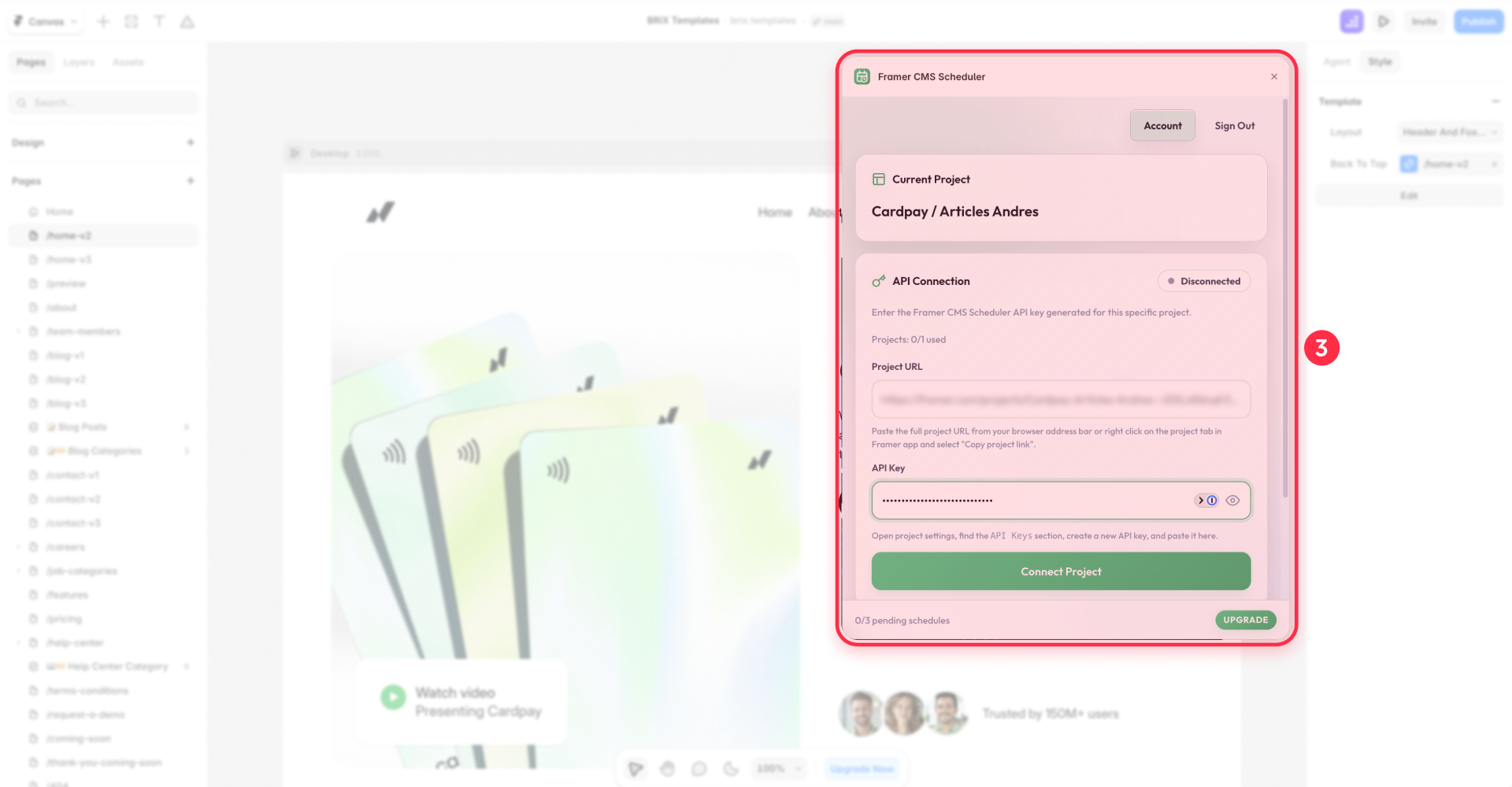 How to connect a Framer project in Framer CMS Scheduler