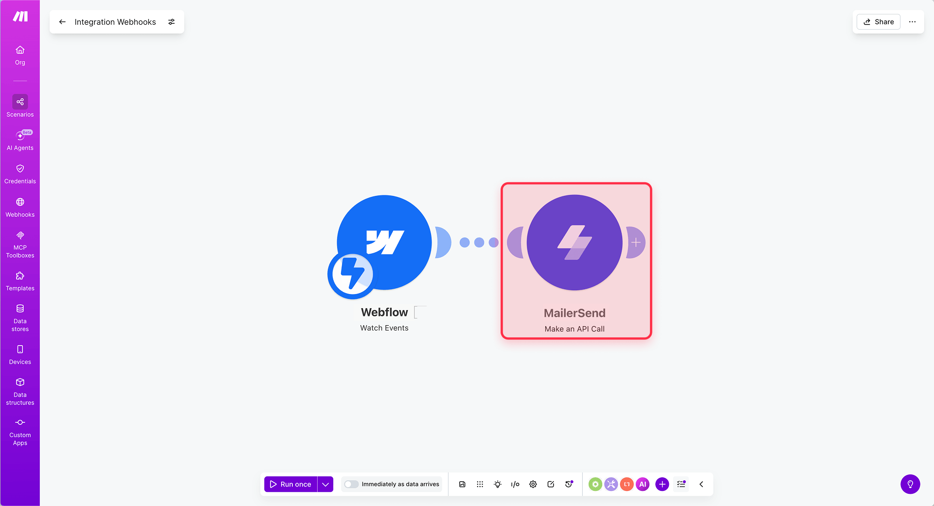 How To Connect Webflow With MailerSend In Make