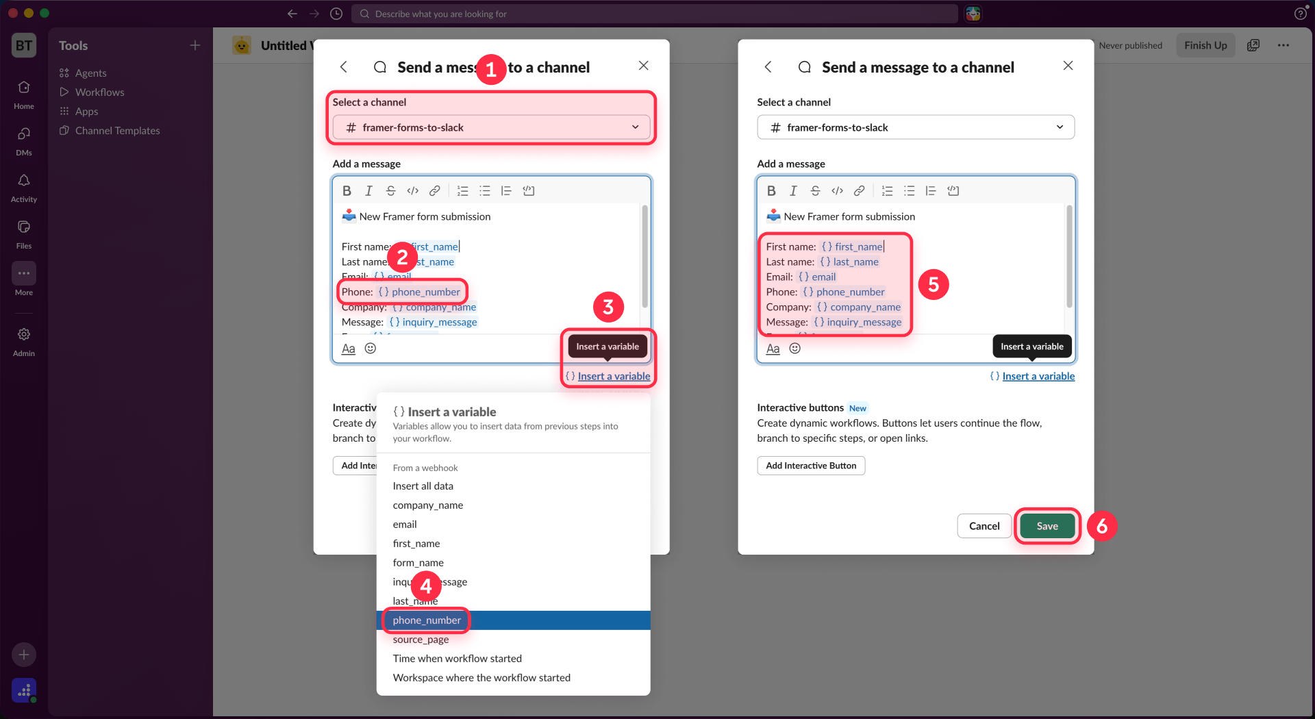 How To Insert The Webhook Variables In A Slack Message