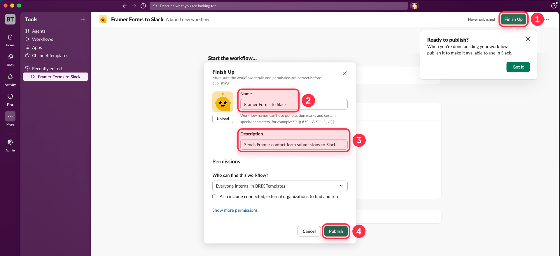 How To Publish A Slack Workflow For Framer Forms