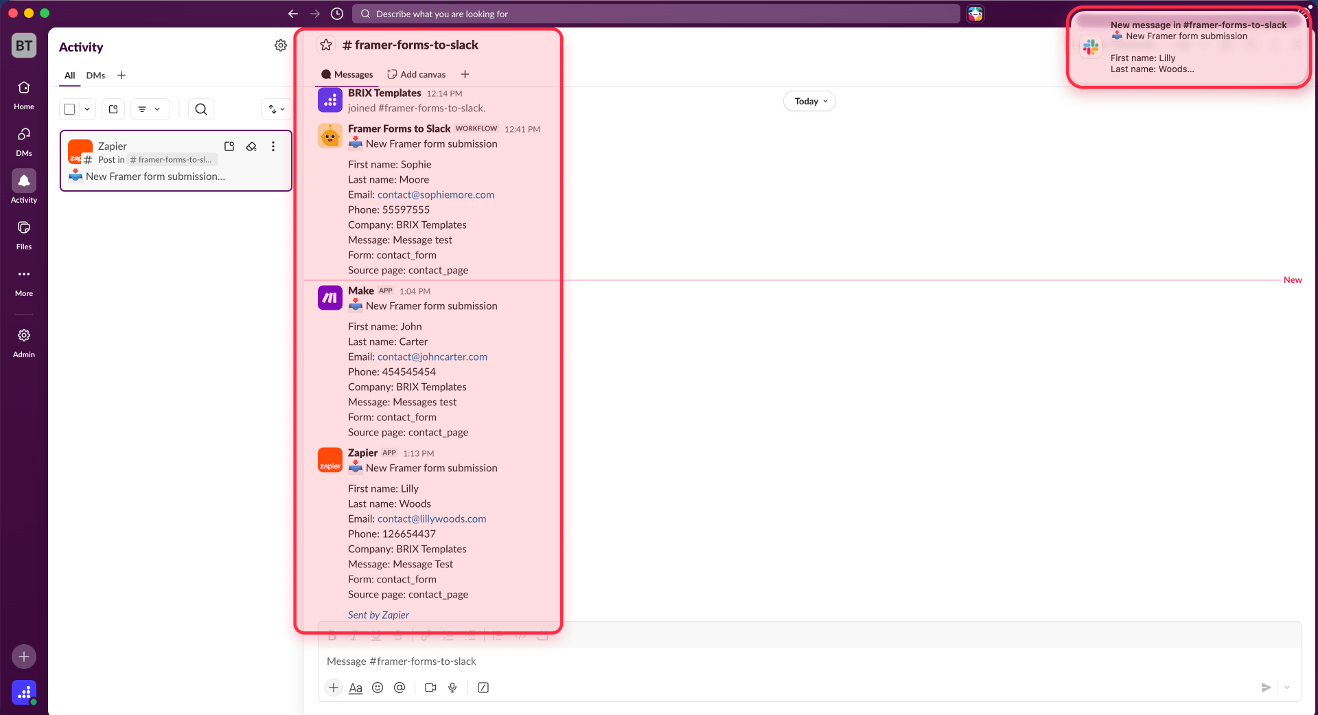 How To Receive The Framer Submissions In Slack With Slack Workflows Make Or Zapier