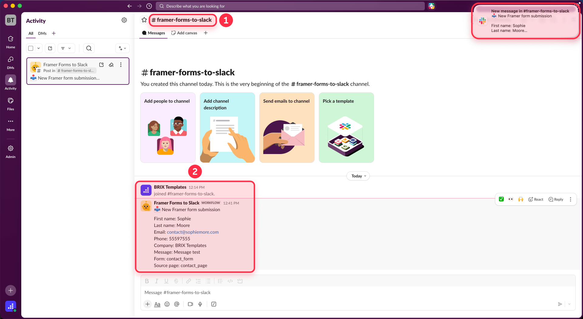How To View The Framer Form Submissions In A Slack Channel