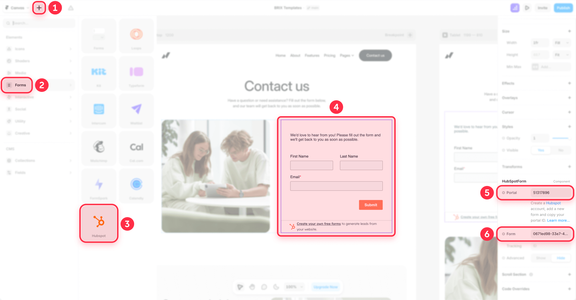 How To Add The HubSpot Component In Framer And Configure The Portal And The Form