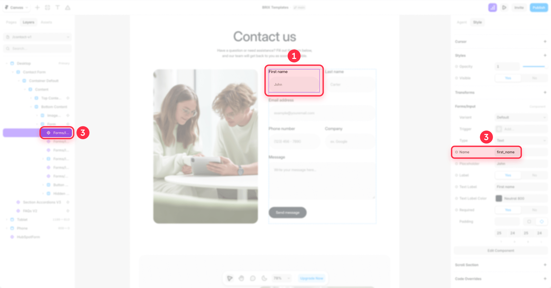 How To Configure The Name first_name In A Form Input In Framer