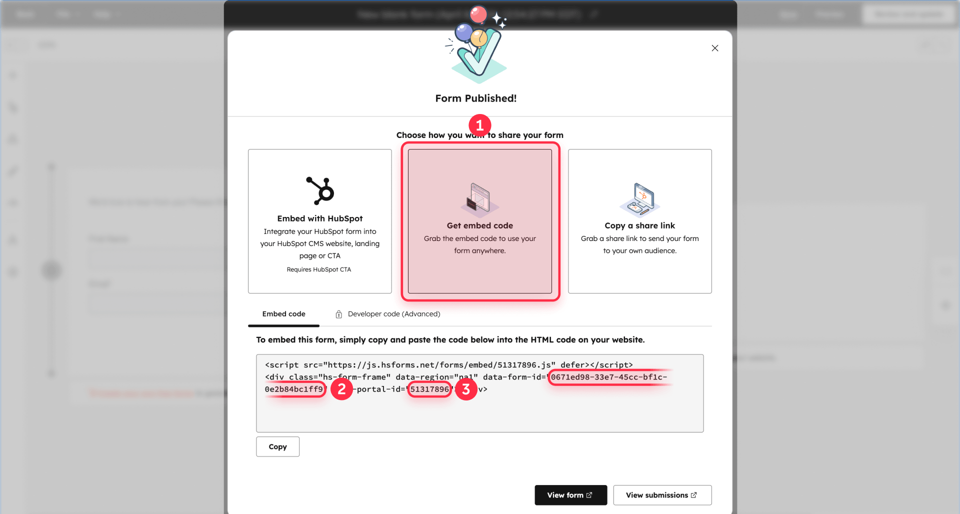 How To Get The Embed Code The Portal ID And The Form ID In HubSpot