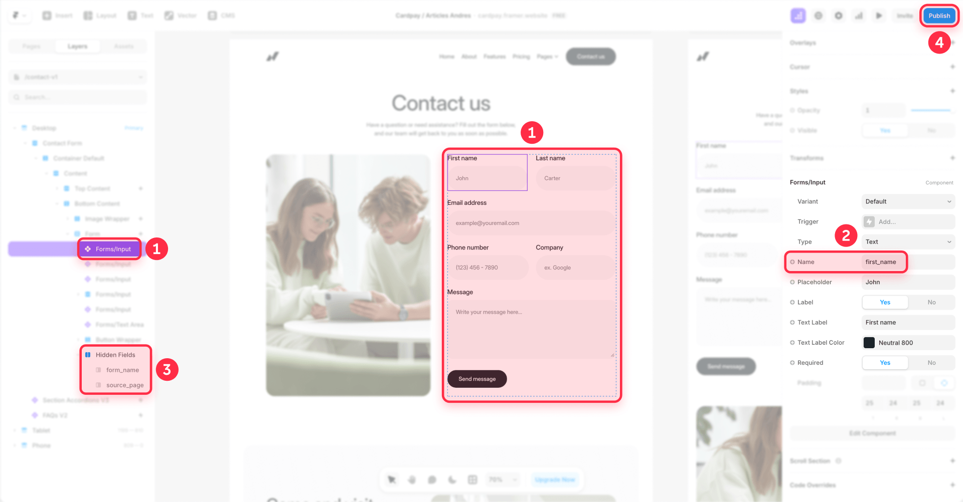 How To Configure The Name first_name In A Form Input In Framer