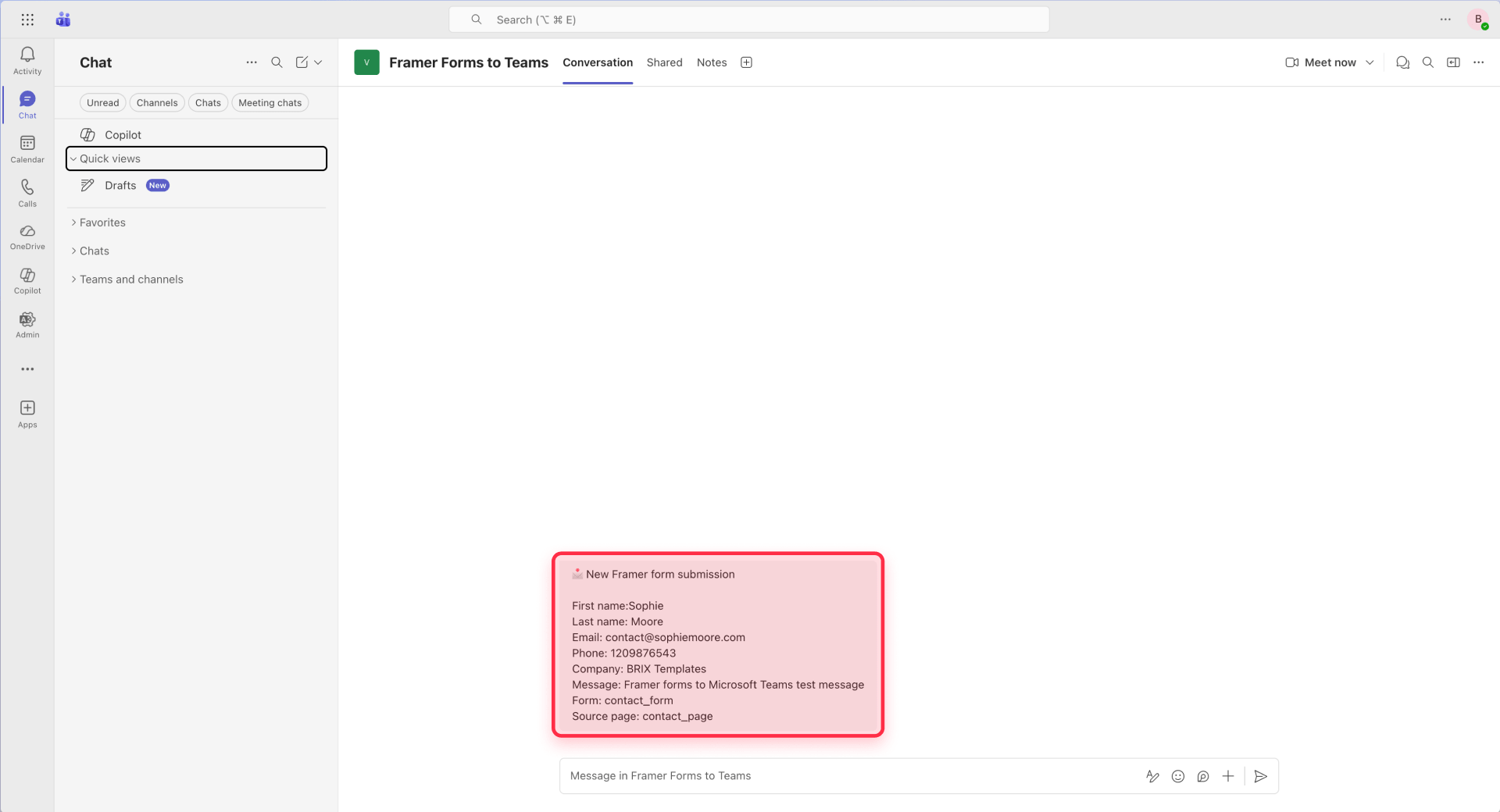 How To Receive Framer Forms Submissions In A Microsoft Teams Channel