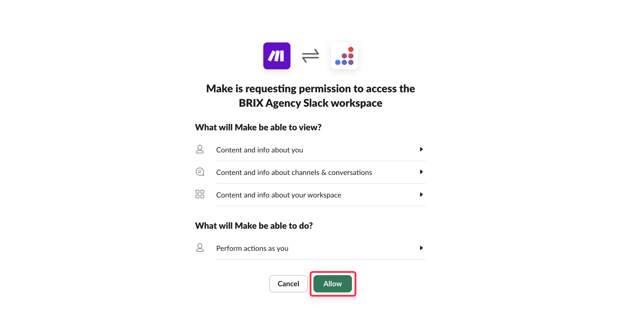 Authorize Slack workspace access for Webflow form notification delivery