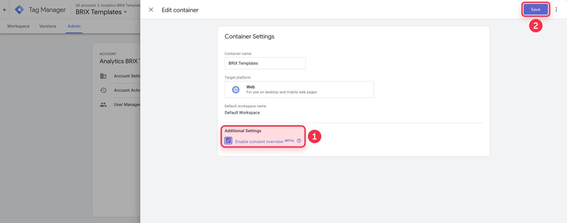 How To Save The Consent Overview In Google Tag Manager For Framer