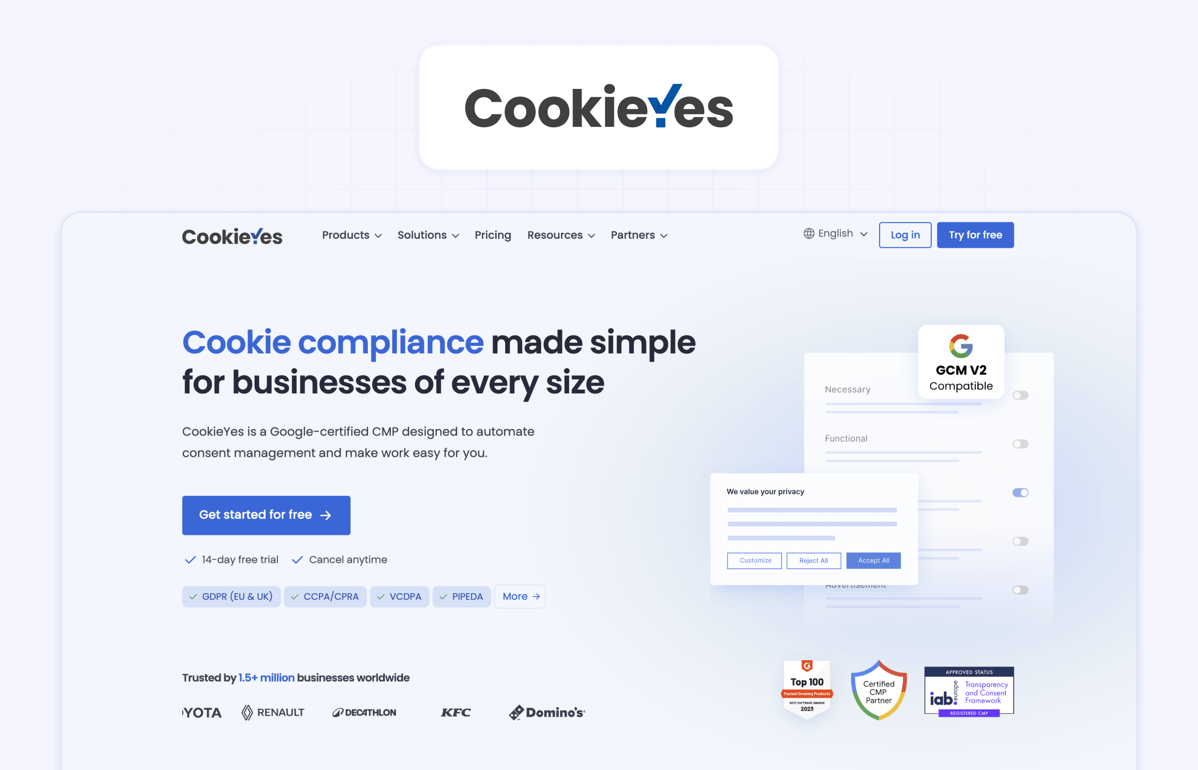 Cookieyes free cookie consent widget for Webflow