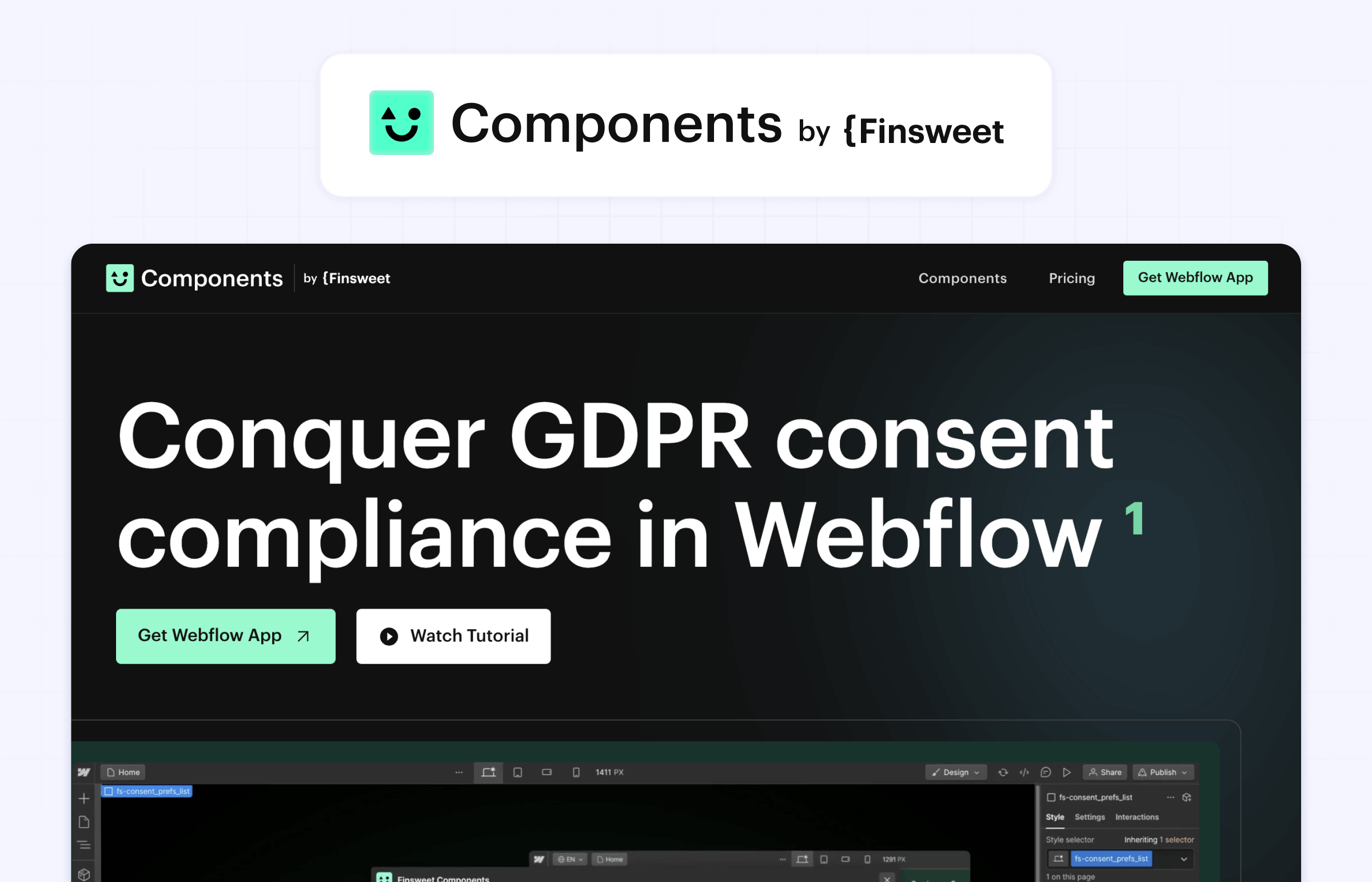 Finsweet customizable cookie consent widget for Webflow sites