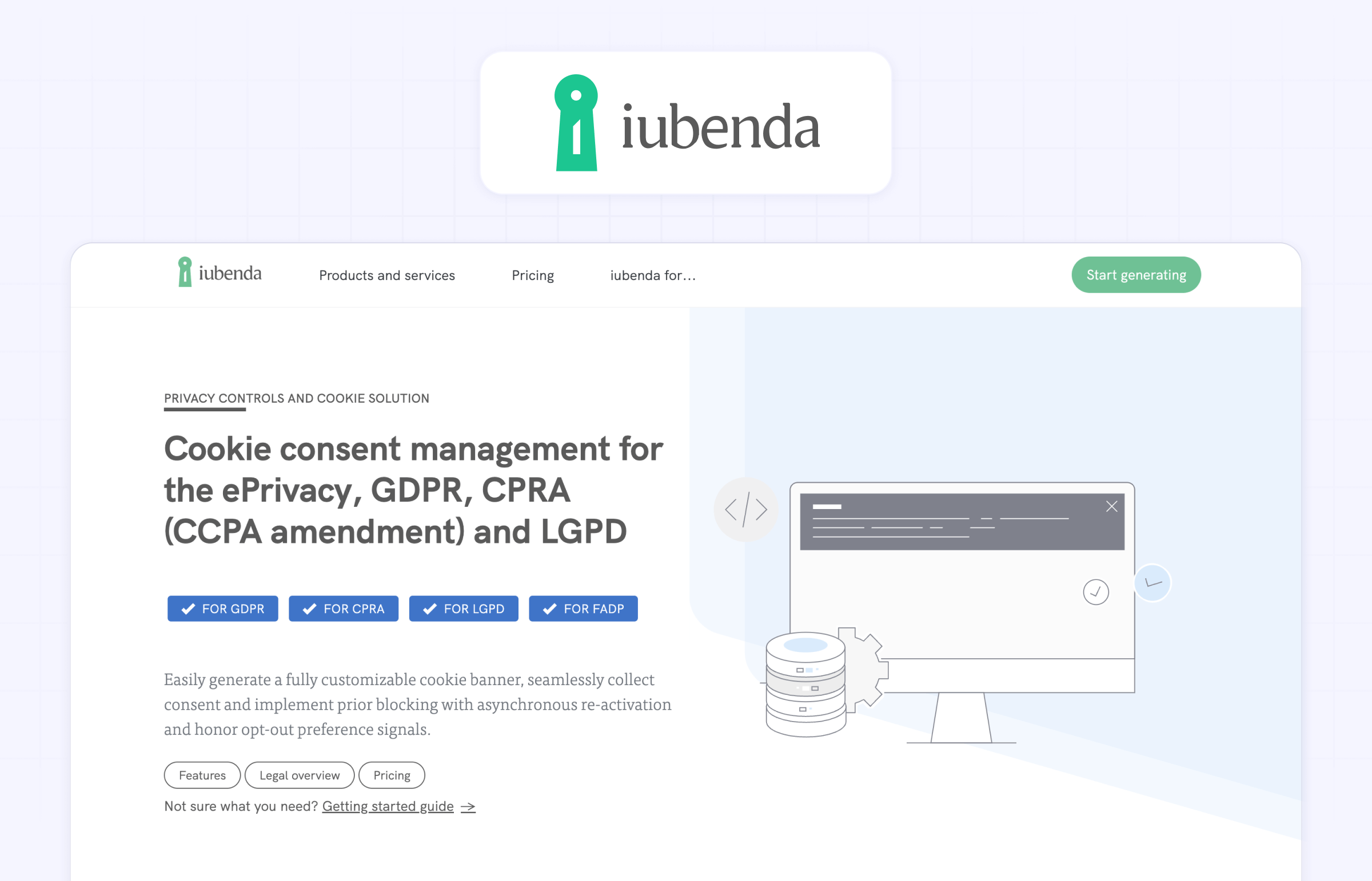 Iubenda comprehensive compliance solution for Webflow
