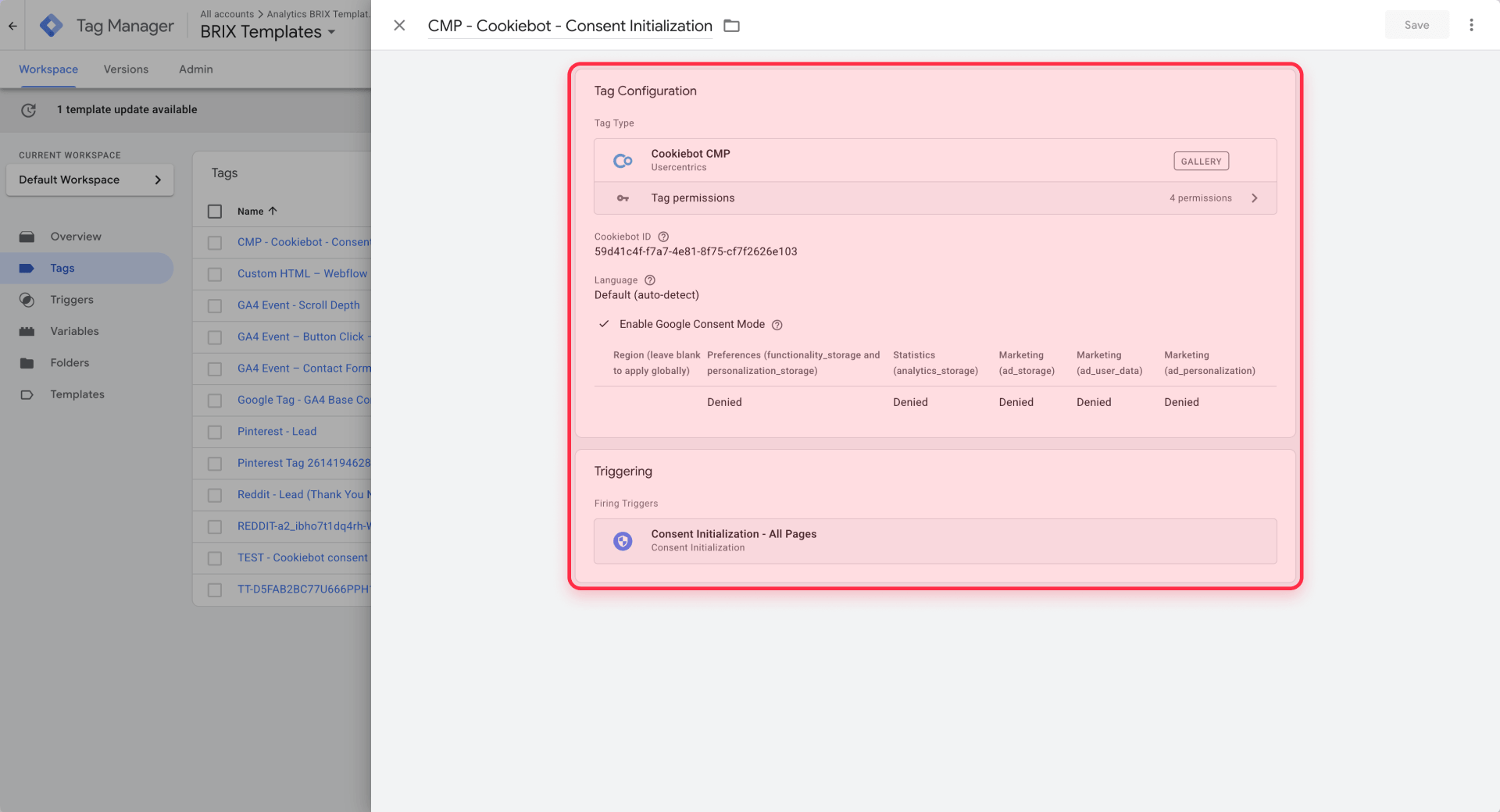 How to configure the Cookiebot CMP tag in Google Tag Manager