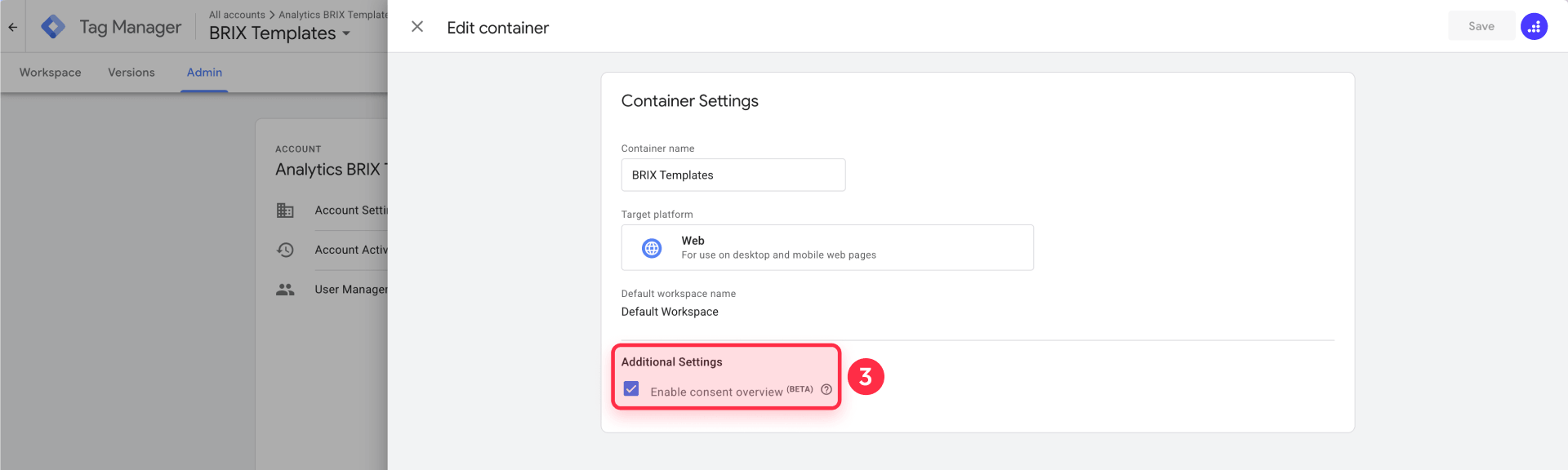 How to enable consent overview in Google Tag Manager for Webflow