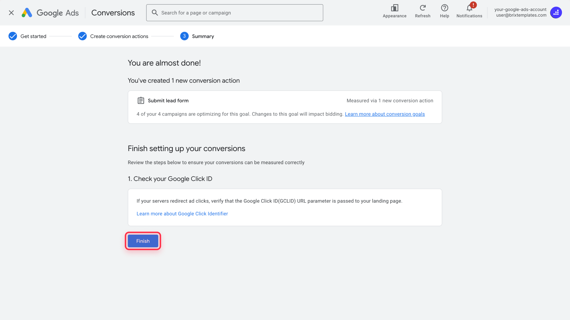 How To Review The Created Conversion Action In Google Ads
