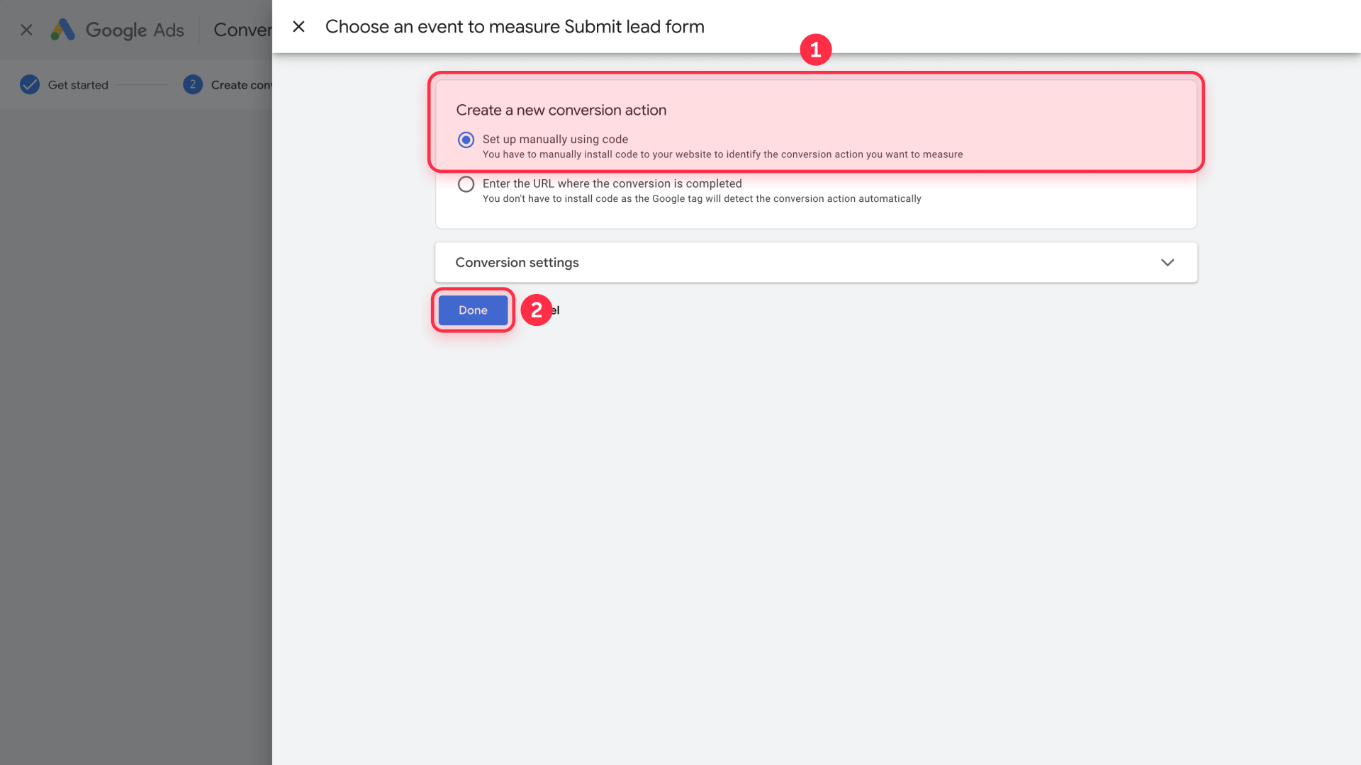 How To Choose Manual Code Setup In Google Ads