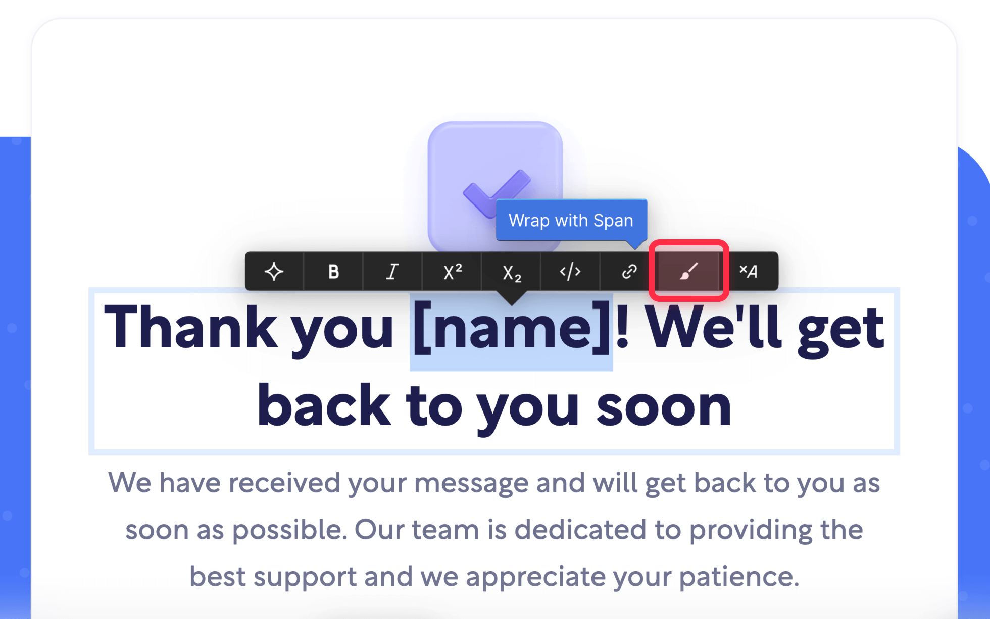 Add Brix form success attribute to Webflow form