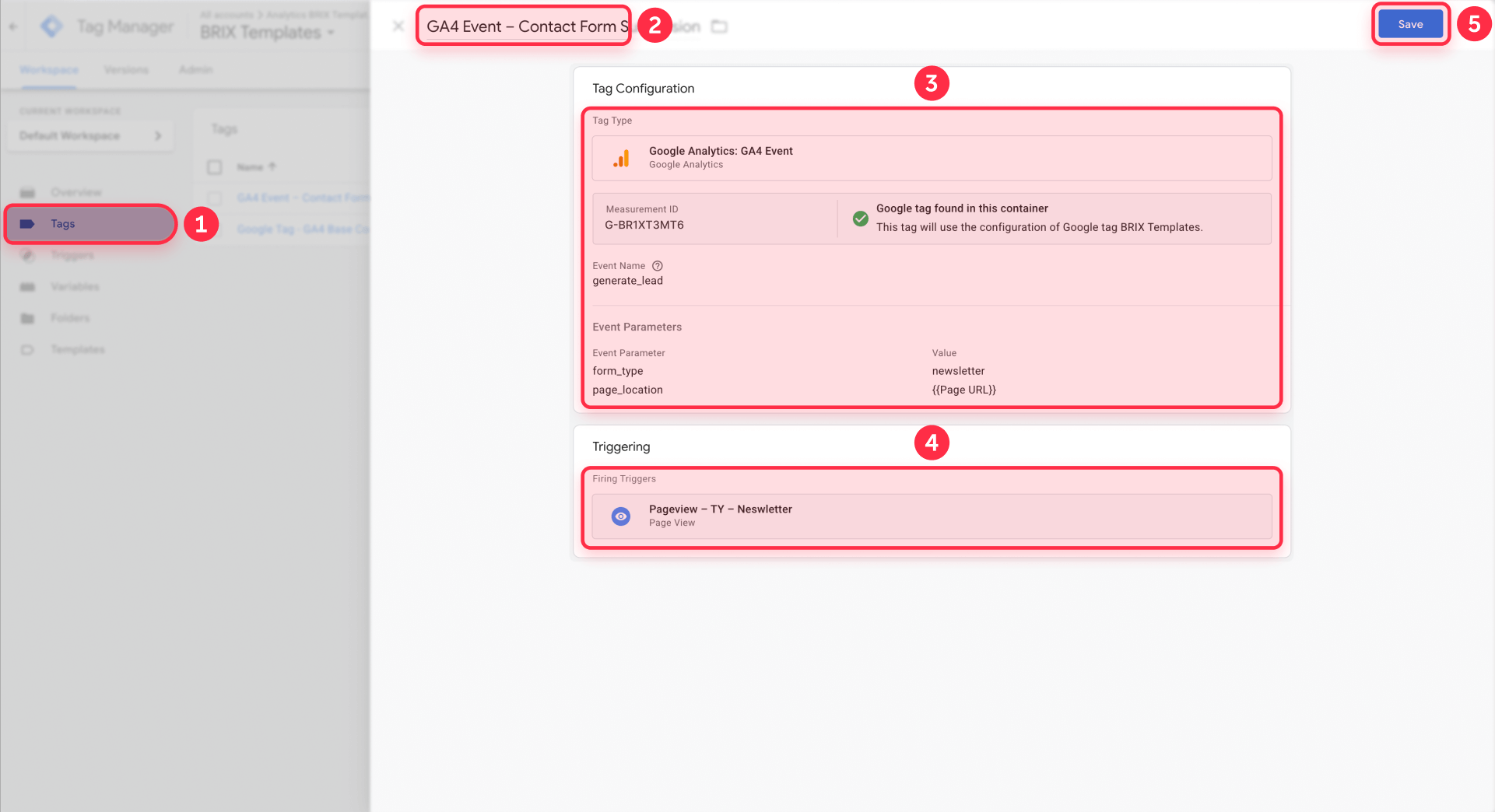 How to configure GA4 Event tag with generate lead in GTM for Webflow forms