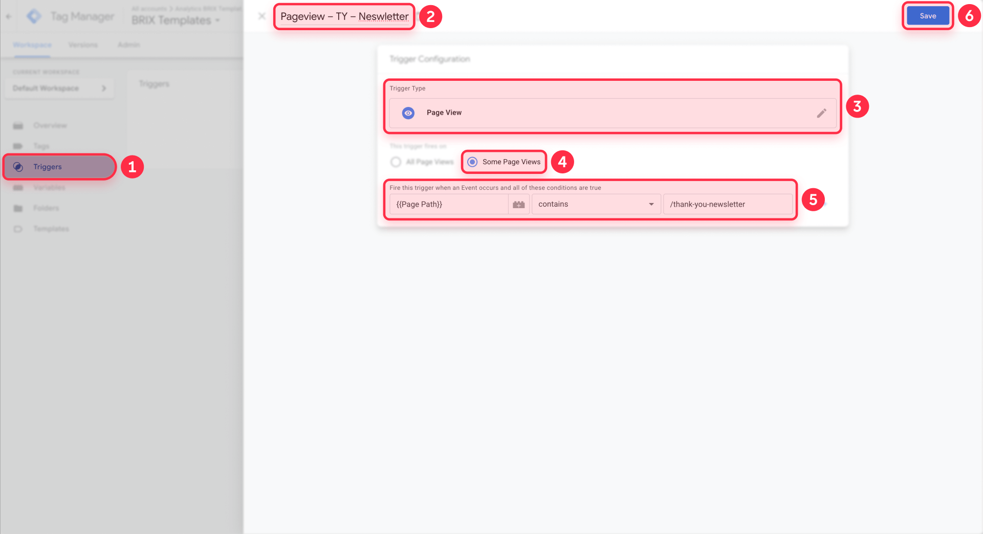How to create Page View trigger in GTM for Webflow Thank You page