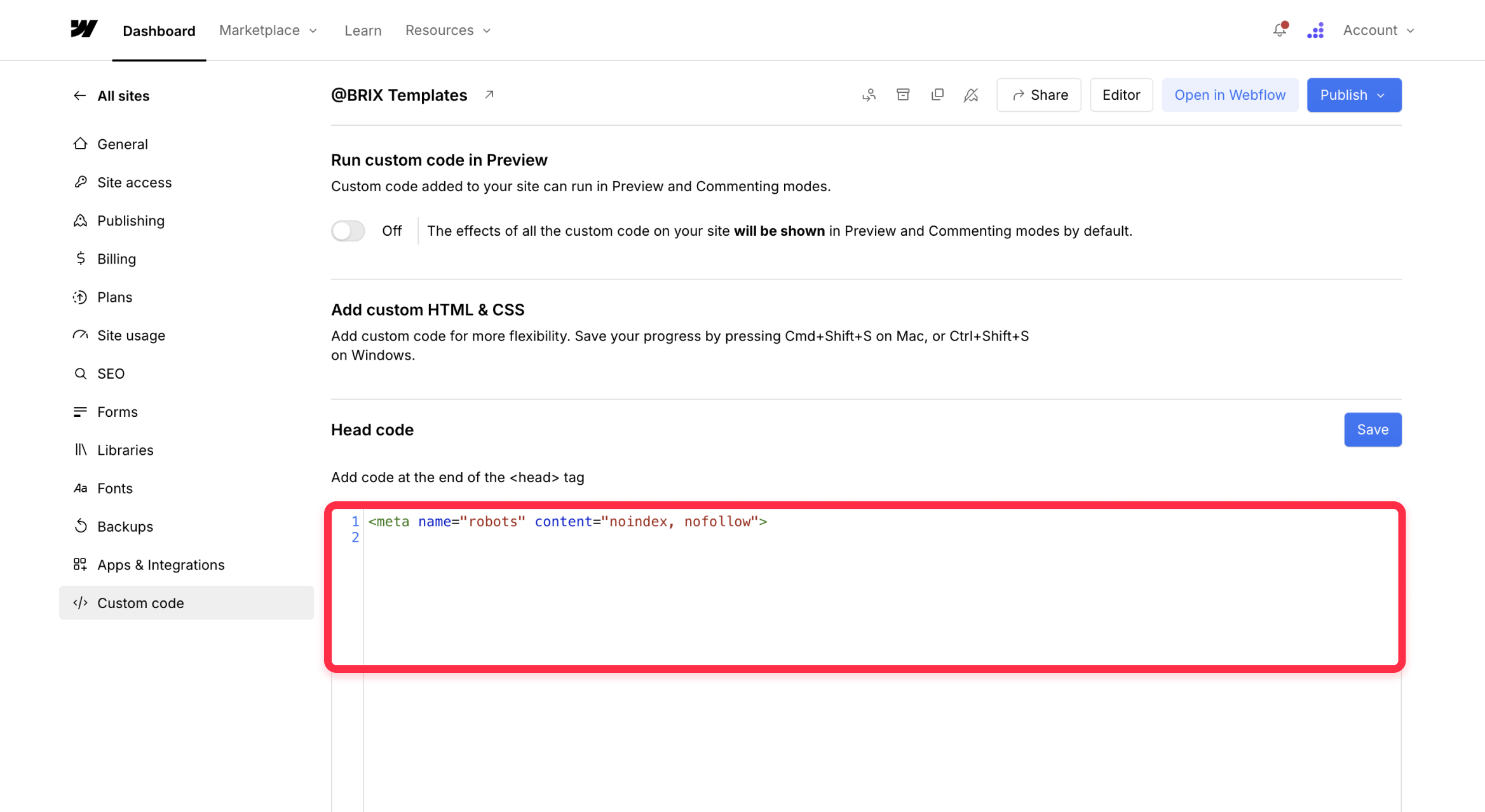 How to completely unindex your Webflow custom domain