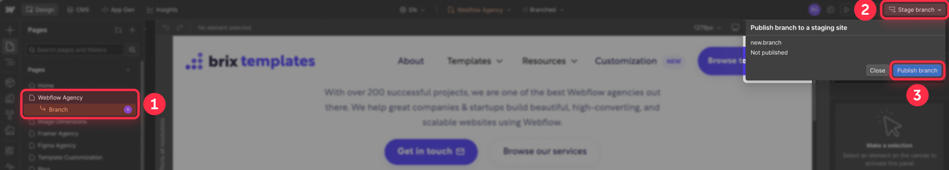 How To Publish A Branch To A Staging Site In Webflow